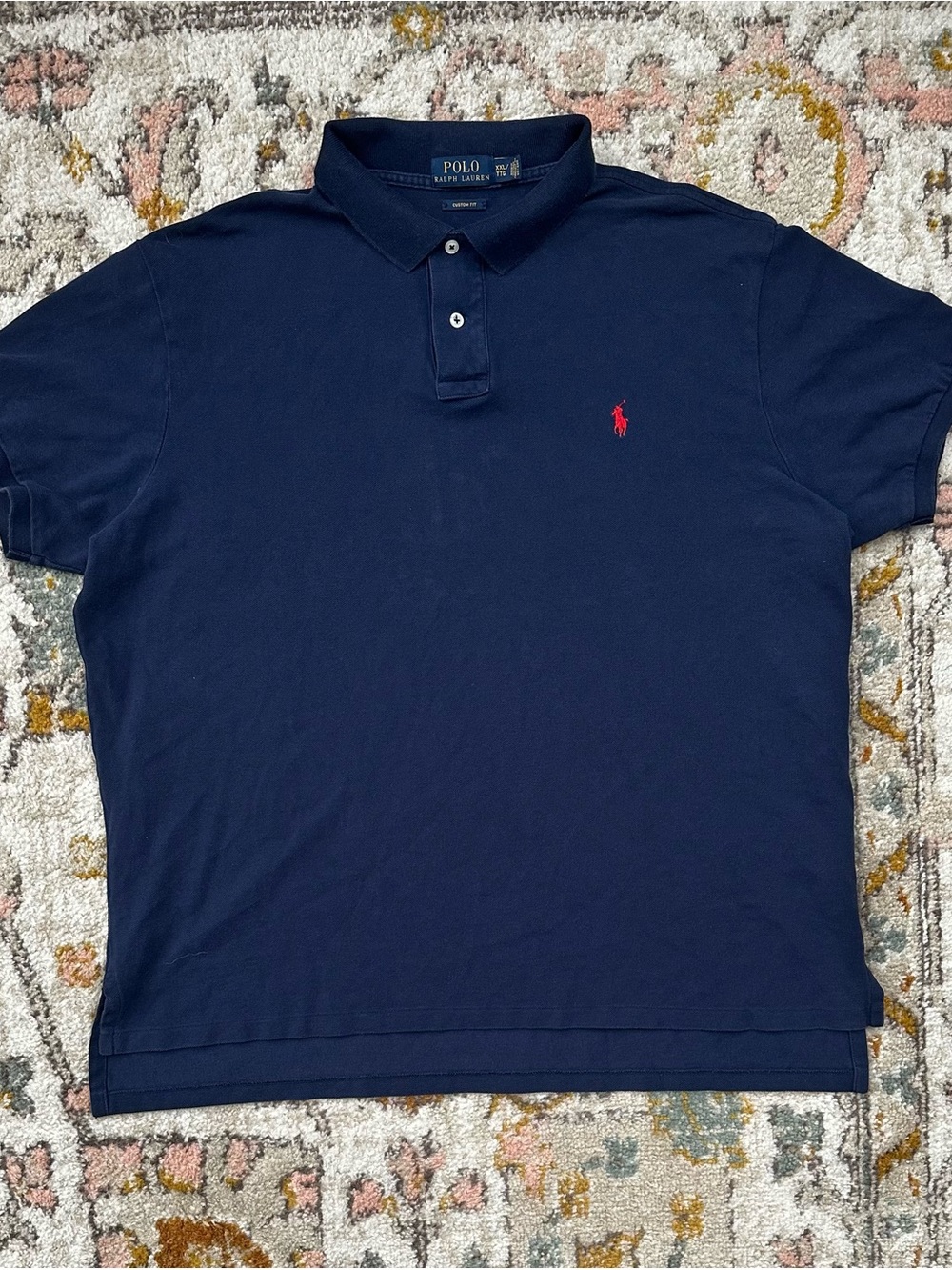 Ralph Lauren Polo Shirt Mens XXL Blue Red Pony Pique Rugby Golf Golfer Preppy